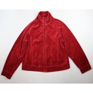 WOMEN'S BURGUNDY RED VELOUR TRACK JACKET - NEW YORK LAUNDRY - SIZE PL